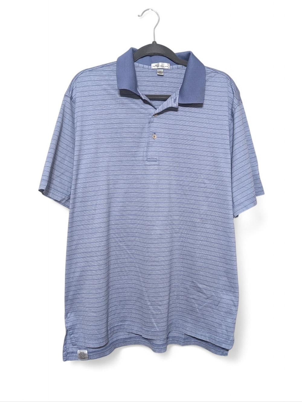 Peter Millar Summer Comfort Golf Blue Striped Polo Shirt With Troon North Logo